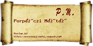 Porpáczi Máté névjegykártya
